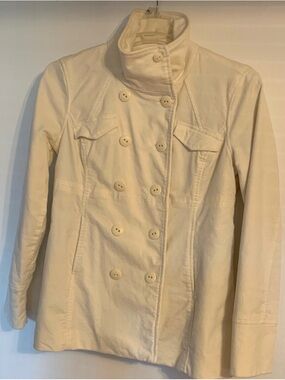 Calvin Klein Cream Double-Breasted Pea Coat